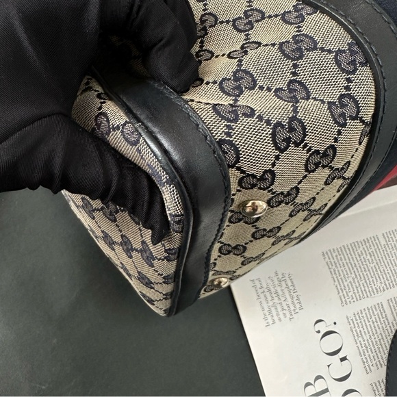 Authentic Gucci GG canvas leather Boston bag with strap - Picture 4 of 15
